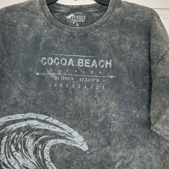 RFBF Large Supershrunk Cocoa Beach Florida If It Swells Ride It Gray T Shirt - Picture 4 of 9